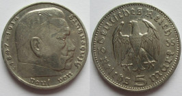 5 Mark AR
Hindenburg, 1935 J
13,90 g