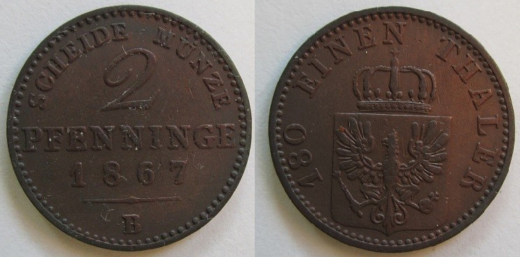 2 Pfennige 1867 B