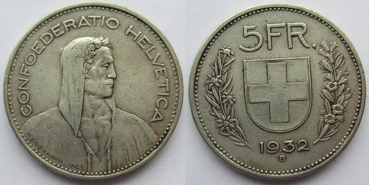 5 Frank AR
Switzerland, 1932
30 mm, 15 g