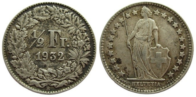 1/2 Frank AR
Switzerland, 1932