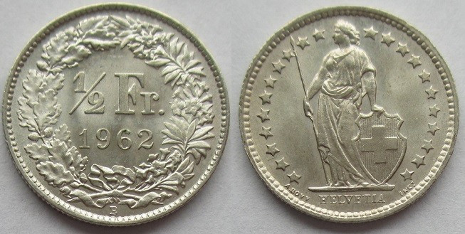 1/2 Frank AR
Switzerland, 1962