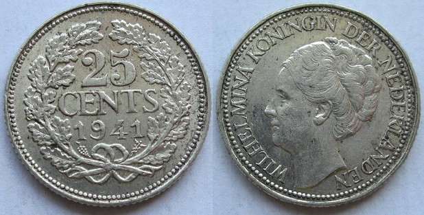 25 Cents AR
Holland, Wilhelmina, 1941