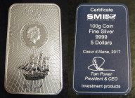 5 Dollars AR
Cook Islands, 2017
Silver, 100 g