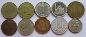 Ten world coins