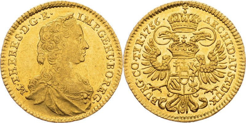 Maria Theresia, 1 Dukat 1756, Vienna Maria Theresia, 1 Dukat 1756, Vienna, 3,475...