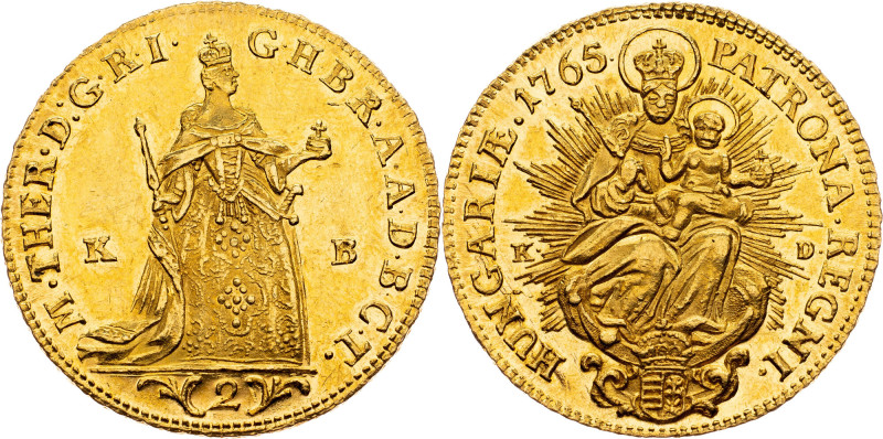 Maria Theresia, 2 Dukats 1765, KB, Kremnitz Maria Theresia, 2 Dukats 1765, KB, K...