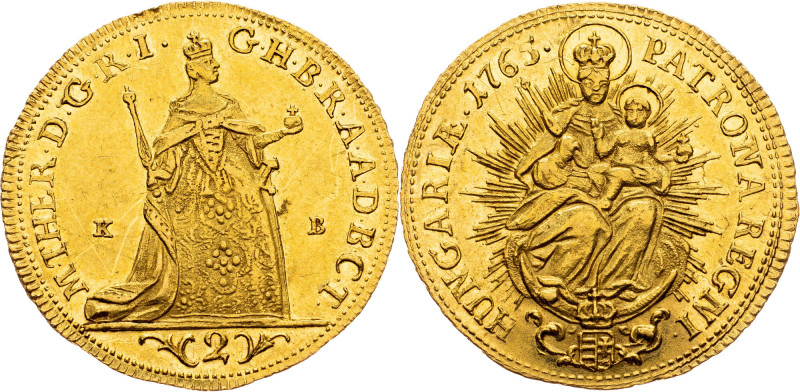 Maria Theresia, 2 Dukats 1765, KB, Kremnitz Maria Theresia, 2 Dukats 1765, KB, K...
