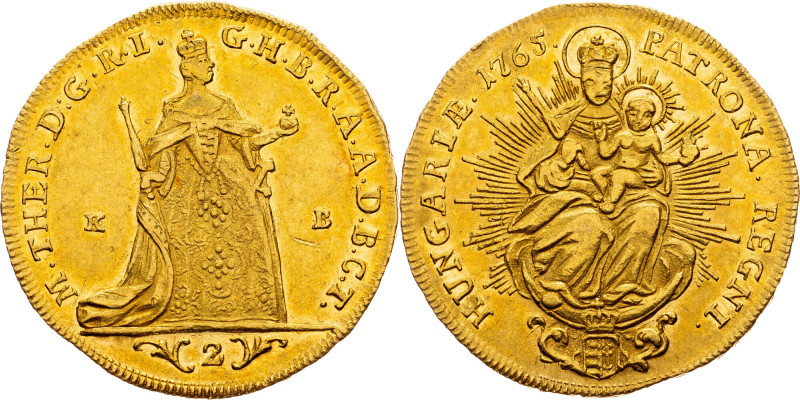 Maria Theresia, 2 Dukats 1765, KB, Kremnitz Maria Theresia, 2 Dukats 1765, KB, K...