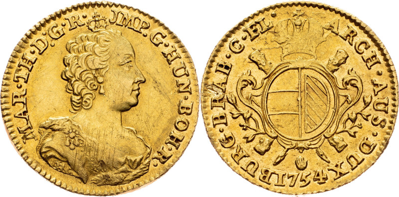 Maria Theresia, 1 Souverain d'or 1754, Antwerp Maria Theresia, 1 Souverain d'or ...