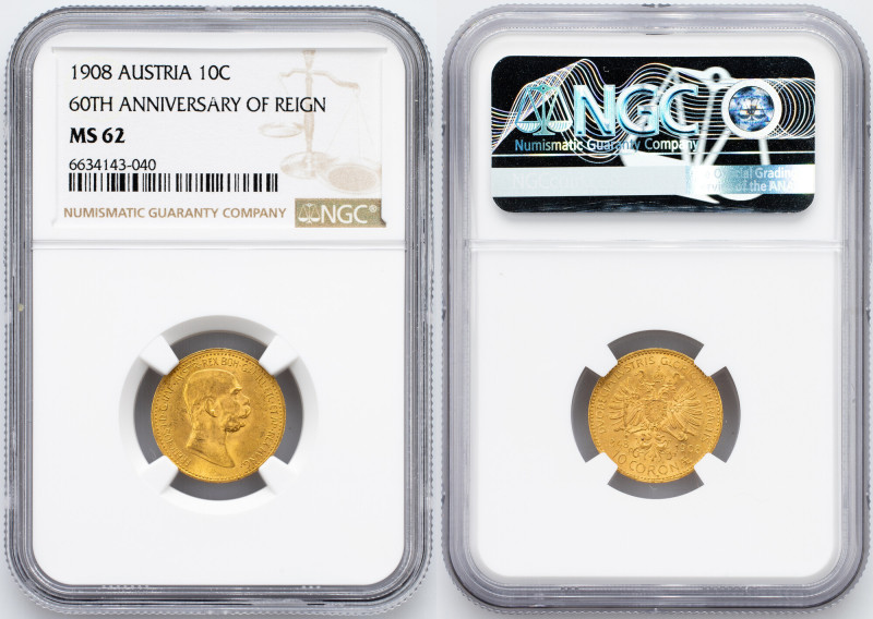 Franz Joseph I., 10 Krone 1908, Vienna Franz Joseph I., 10 Krone 1908, Vienna, 3...