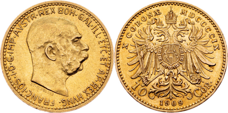 Franz Joseph I., 10 Krone 1909, Schwartz, Vienna Franz Joseph I., 10 Krone 1909,...