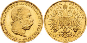 Franz Joseph I., 20 Krone 1892, Vienna
