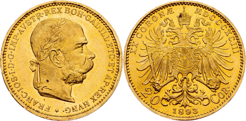 Franz Joseph I., 20 Krone 1893, Vienna Franz Joseph I., 20 Krone 1893, Vienna, 6...