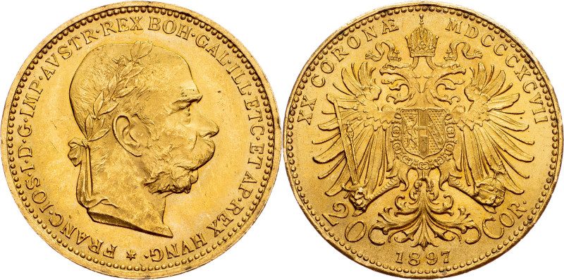 Franz Joseph I., 20 Krone 1897, Vienna Franz Joseph I., 20 Krone 1897, Vienna, 6...