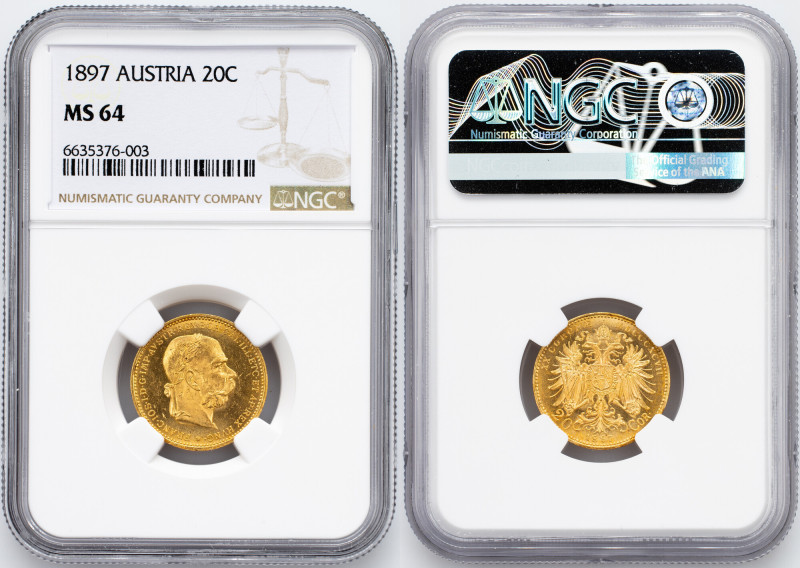 Franz Joseph I., 20 Krone 1897, Vienna Franz Joseph I., 20 Krone 1897, Vienna, 6...