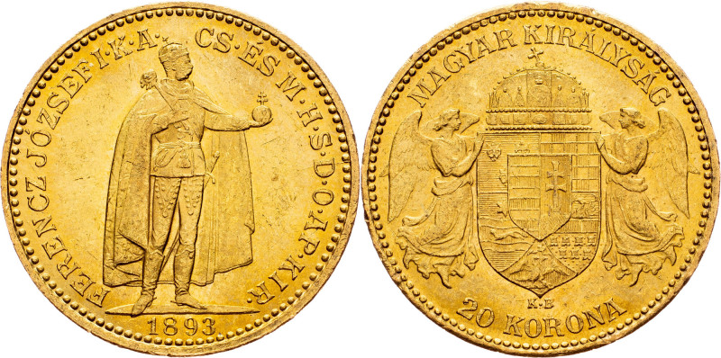 Franz Joseph I., 20 Korona 1893, KB, Kremnitz Franz Joseph I., 20 Korona 1893, K...