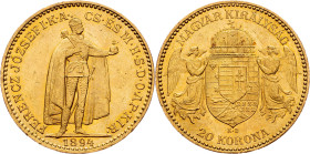 Franz Joseph I., 20 Korona 1894, KB, Kremnitz