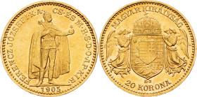 Franz Joseph I., 20 Korona 1905, KB, Kremnitz