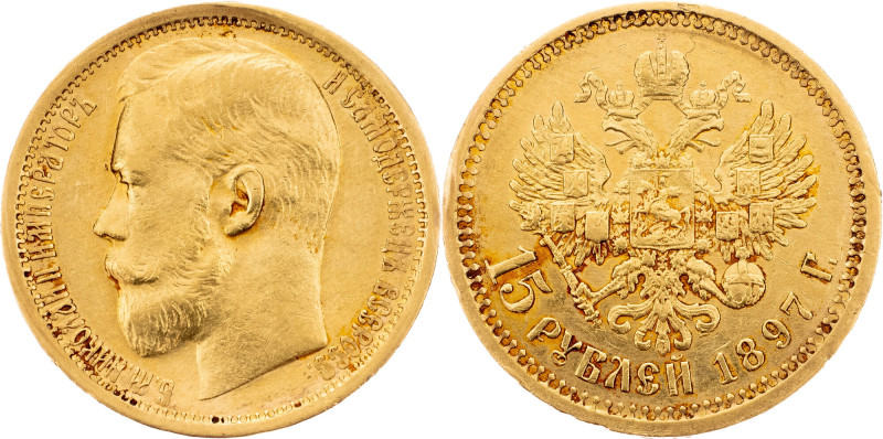 Nicholas II., 15 Roubles 1897, АГ Nicholas II., 15 Roubles 1897, АГ, Au (900/100...