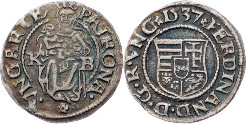 Ferdinand I., Denar 1537, KB Ferdinand I., Denar 1537, KB, Beautiful toning; EF...