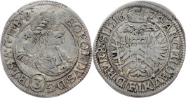 Leopold I., 3 Kreuzer 1674, FIK, Oppeln