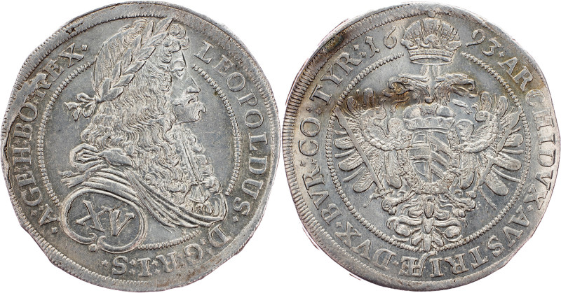 Leopold I., 15 Kreuzer 1693, Vienna Leopold I., 15 Kreuzer 1693, Vienna, 6,233 g...