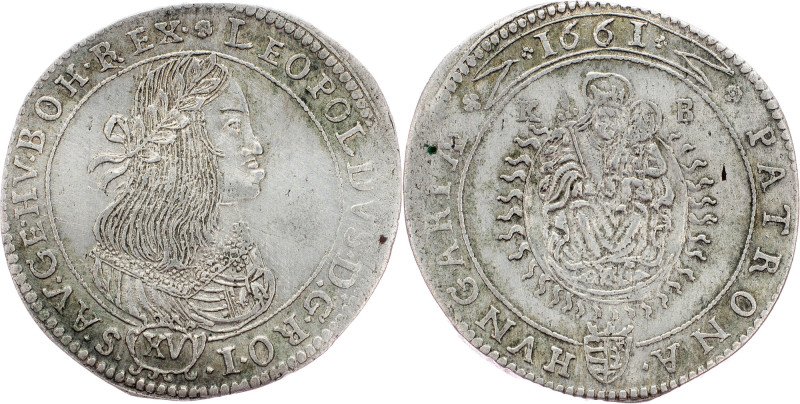 Leopold I., 15 Kreuzer 1661, KB, Kremnitz Leopold I., 15 Kreuzer 1661, KB, Kremn...