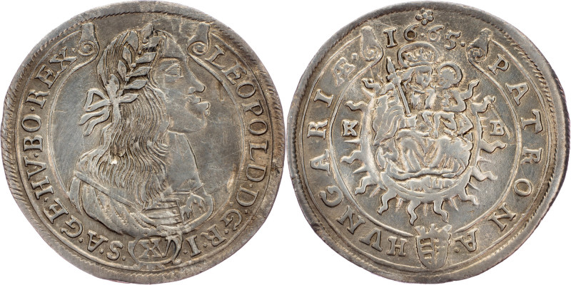 Leopold I., 15 Kreuzer 1665, KB, Kremnitz Leopold I., 15 Kreuzer 1665, KB, Kremn...