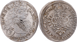 Charles VI., 3 Kreuzer 1717, Prague