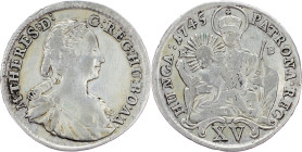 Maria Theresia, 15 Kreuzer 1745, KB, Kremnitz