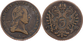 Franz I. (II.), 3 Kreuzer 1799, A, Vienna