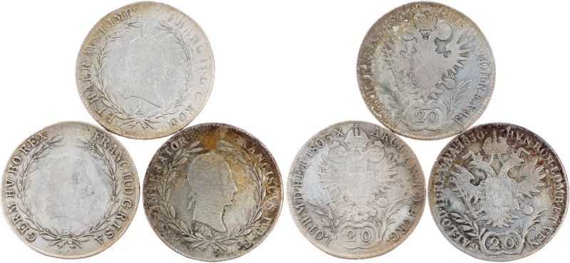 Franz I. (II.), 20 Kreuzer 1803, 1806, 1830, B, A, A Franz I. (II.), 20 Kreuzer ...