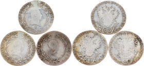 Franz I. (II.), 20 Kreuzer 1822, 1823, 1827, E, G, B