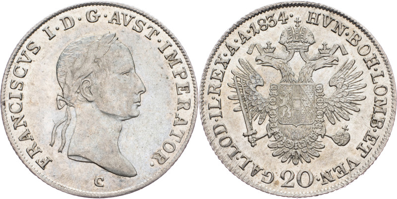 Franz I. (II.), 20 Kreuzer 1834, Prague Franz I. (II.), 20 Kreuzer 1834, Prague,...