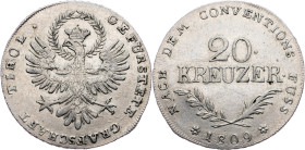 Tyrol, Andreas Hofer, 20 Konventionskreuzer 1809, Andreas Hofer