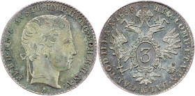 Ferdinand V., 3 Kreuzer 1838, A, Vienna