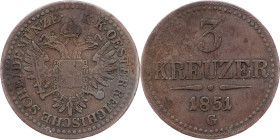 Franz Joseph I., 3 Kreuzer 1851, G, Günzburg