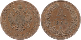 Franz Joseph I., 4 Kreuzer 1864, B, Kremnitz