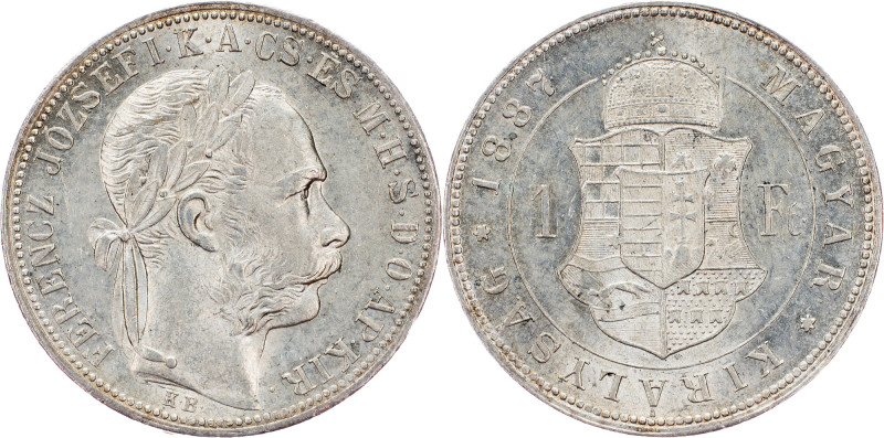 Franz Joseph I., 1 Forint 1887, KB, Kremnitz Franz Joseph I., 1 Forint 1887, KB,...