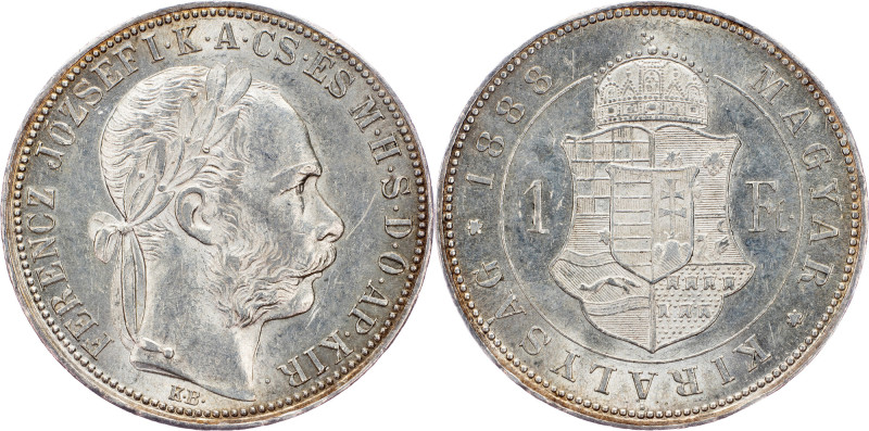 Franz Joseph I., 1 Forint 1888, KB, Kremnitz Franz Joseph I., 1 Forint 1888, KB,...