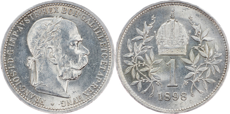 Franz Joseph I., 1 Krone 1898, Vienna Franz Joseph I., 1 Krone 1898, Vienna, 5 g...