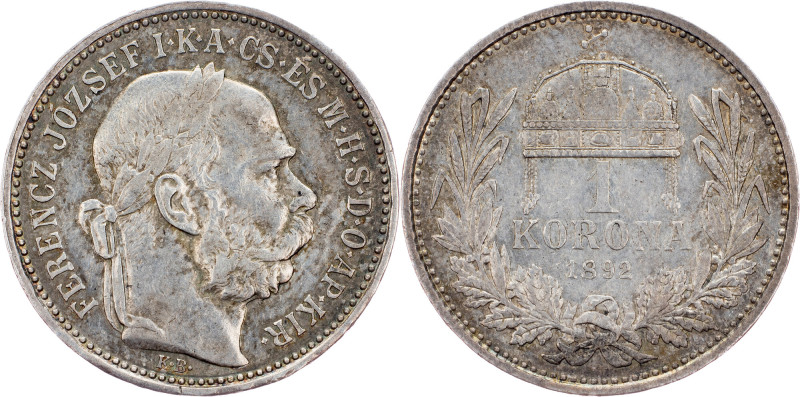 Franz Joseph I., 1 Korona 1892, KB, Kremnitz Franz Joseph I., 1 Korona 1892, KB,...