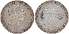 Franz Joseph I., 5 Krone 1908, Vienna