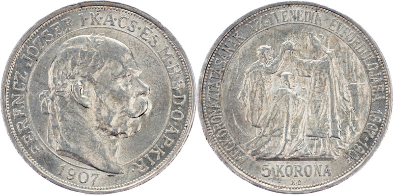 Franz Joseph I., 5 Korona 1907, KB, Kremnitz Franz Joseph I., 5 Korona 1907, KB,...