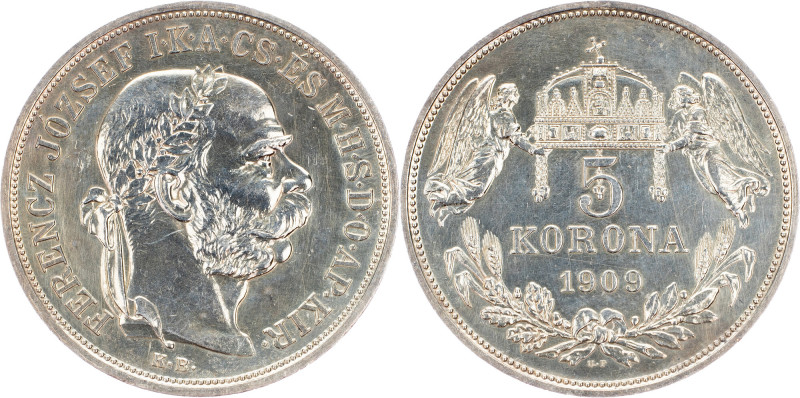 Franz Joseph I., 5 Korona 1909, KB, Kremnitz Franz Joseph I., 5 Korona 1909, KB,...