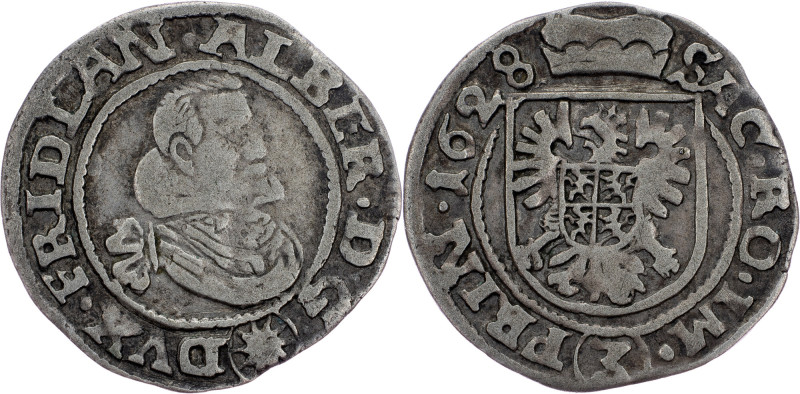 Albrecht von Wallenstein, 3 Kreuzer 1628, Jicin Albrecht von Wallenstein, 3 Kreu...