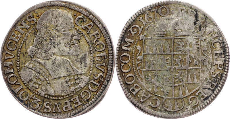 Charles II of Liechtenstein, 3 Kreuzer 1670, Kremsier Charles II of Liechtenstei...