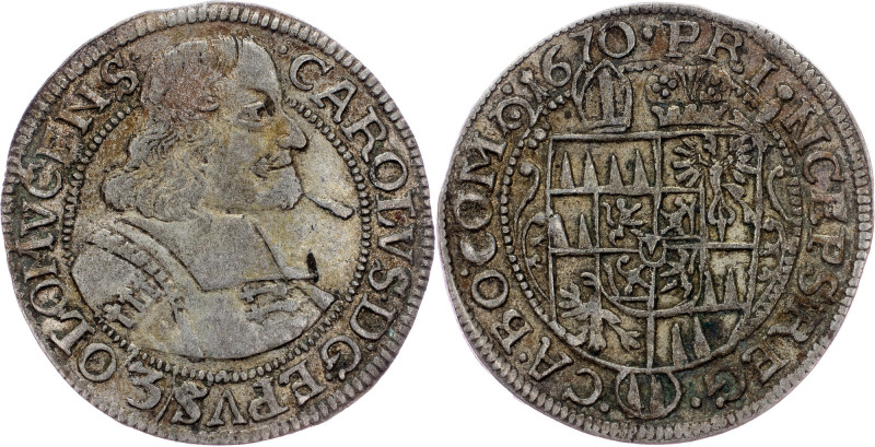 Charles II of Liechtenstein, 3 Kreuzer 1670, Kremsier Charles II of Liechtenstei...