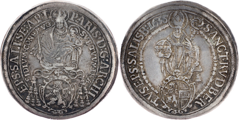 Salzburg, 1 Thaler 1635 Salzburg, 1 Thaler 1635, 28,384 g, Ag, toned; aVF

Gra...