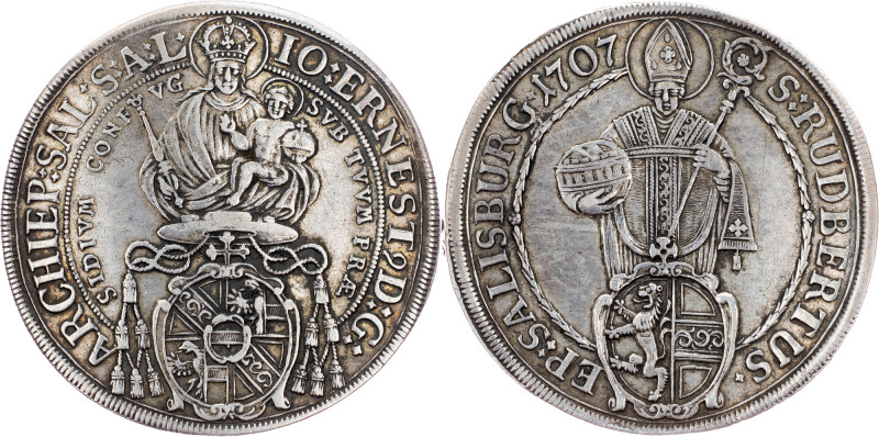 Salzburg, 1 Thaler 1707 Salzburg, 1 Thaler 1707, 29,167 g, Ag, toned; VF

Grad...